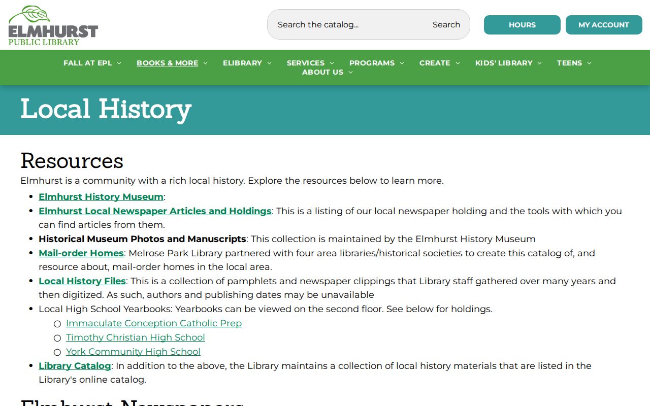 Elmhurst residents directory Public Library local history
