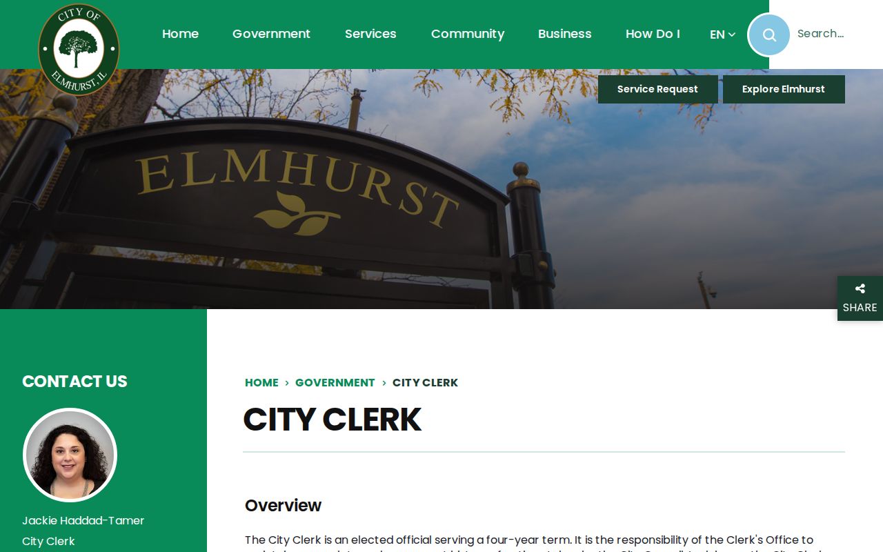 Elmhurst residents directory City Clerk municipal records